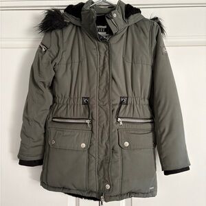 Justice Olive Green Puffer Jacket for Kids